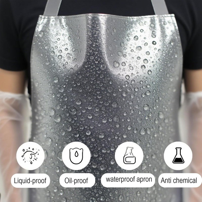 ELEBOX Waterproof Oil Proof Bib Apron Utility Apron Chemical Resistant Apron with Sleeve Work Apron Ultra Lightweight - Image 4